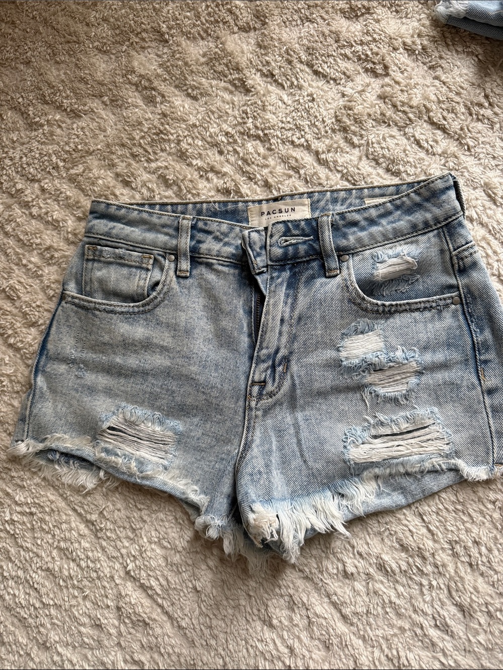 PacSun Light Wash Ripped Denim Shorts for Women